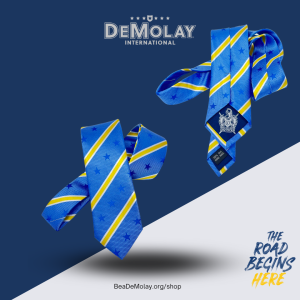 DeMolay Tie with Blue and Yellow Stripe