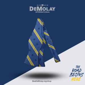 DeMolay Bow Tie with Blue and Yellow Stripes
