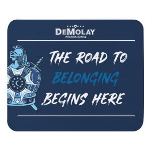 The Road to Belonging Begins Here Mouse Pad - Blue Emblem